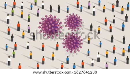 Crowd of people infected around  contagious virus  Royalty-Free Stock Photo #1627641238