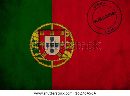Portugal textured flag with airport stamp