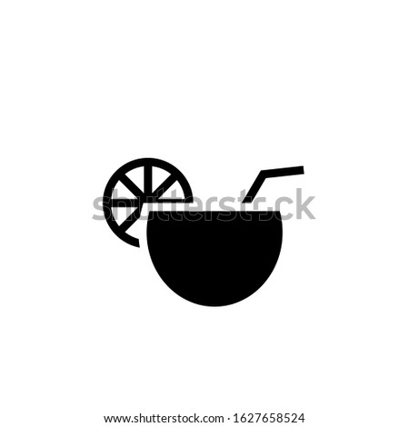 Tiki drink coconut silhouette icon. Clipart image isolated on white background