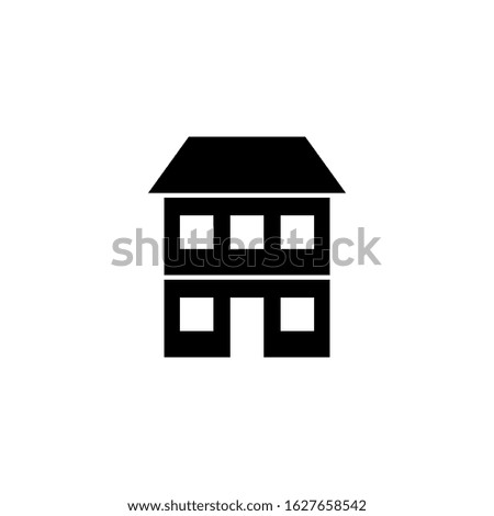 Two story house glyph icon. Clipart image isolated on white background