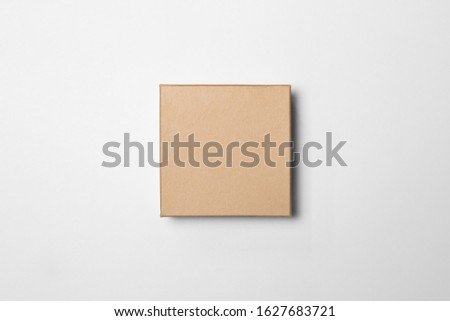 Brown Craft Paper or Carton Box with lid Mock up isolated on white background.Top view. Object with clipping path.High resolution photo.