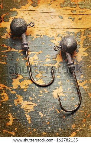 fishhooks close up vertical picture