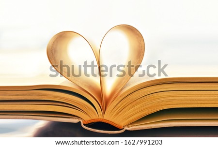 Open book with heart shaped pages. 
valentine's day concept. symbol of love