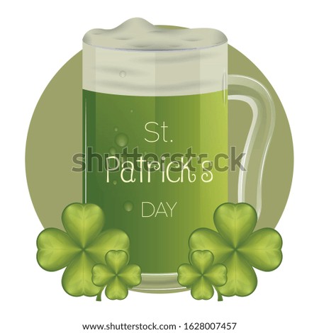 Saint Patricks days card with a green beer mug - Vector
