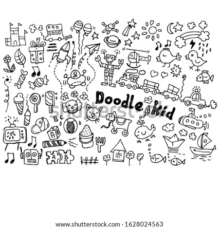 Hand Drawn kids doodle set