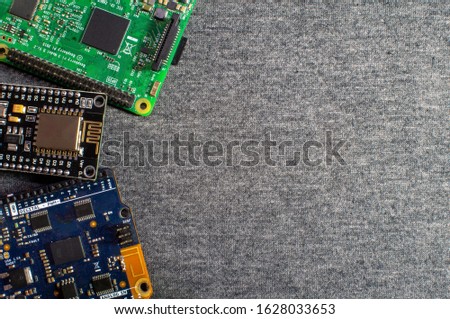 Microcontroller boards for IoT project or stem education Royalty-Free Stock Photo #1628033653