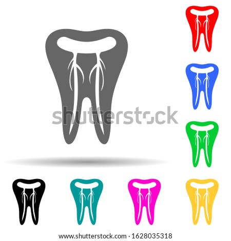 a tooth with nerves multi color style icon. Simple glyph, flat vector of dental icons for ui and ux, website or mobile application