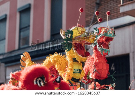 DRAGONS DURING THE CHINESE NEW YEAR 2020 IN MADRID