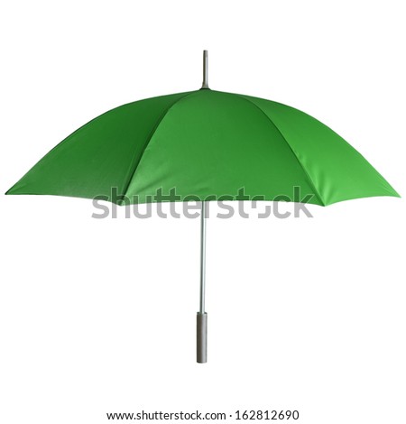 Green umbrella isolated on white background