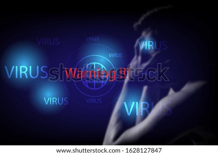 Virus icon and warning to infected patients