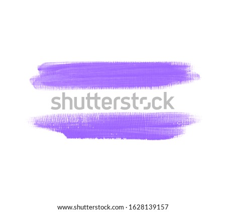 Acrylic art lavender brush paint texture stripes set isolated vector background. Watercolor stroke set.