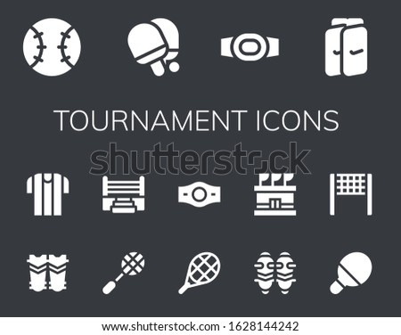 Modern Simple Set of tournament Vector filled Icons. Contains such as Tennis, Table tennis, Champion belt, Shin guards, Referee and more Fully Editable and Pixel Perfect icons.
