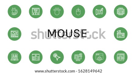 mouse simple icons set. Contains such icons as Cat, Website, Animal, Mouse, Scroll, Online, Cursor, Choose, Web, Keyboard, can be used for web, mobile and logo