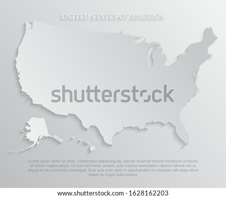 United states of America country - high detailed illustration map. Blank similar USA map isolated on white background. Vector template state for website, design, cover, pattern, infographics.