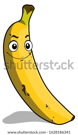 banana cartoon character vector with a happy expression, eps 10, ready to be used for your design needs