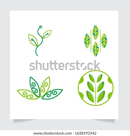set nature logo design for Agriculture with the concept of green leaves vector. Green nature logo used for agricultural systems, farmers, and plantation products. logo template.