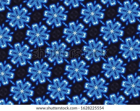 glitter flower blue and white on dark background design pattern in blue flowers for texture very beautiful in abstract