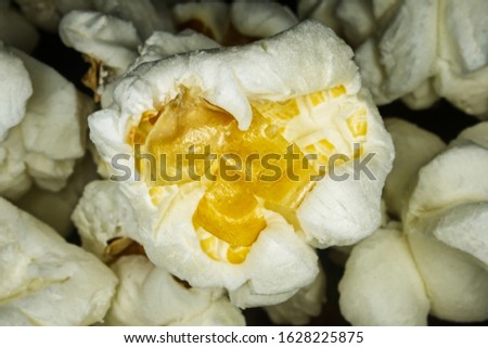 Macro of a bowl of homemade popcorn. Close-up picture