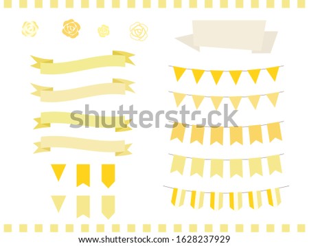 Vector illustration of garland set with yellow rose icon.