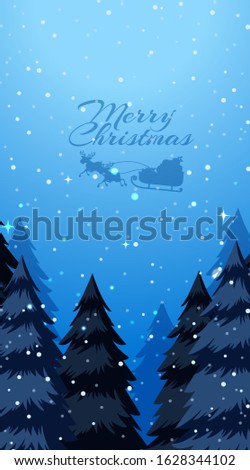 Background scene with snow in the forest illustration