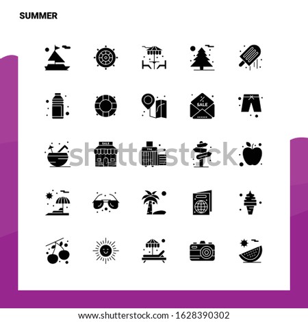 25 Summer Icon set. Solid Glyph Icon Vector Illustration Template For Web and Mobile. Ideas for business company.