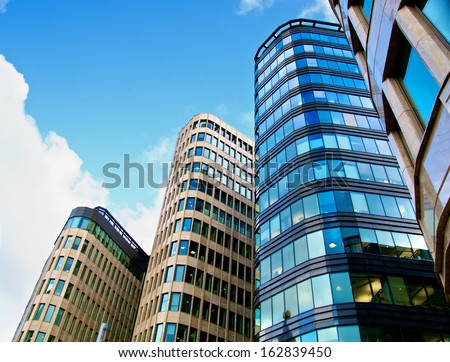 Modern Office Buildings. Bottom Up View