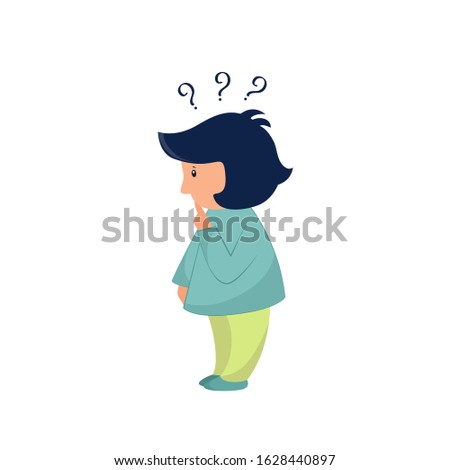 Vector illustration of a little child with questions