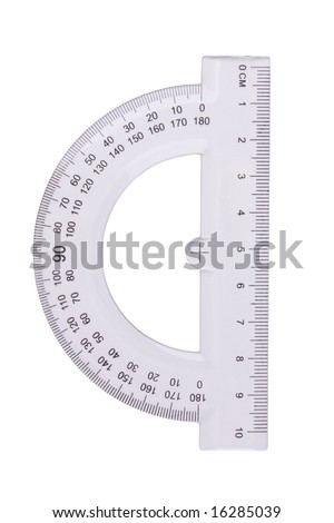 Transparent protractor isolated on a white background