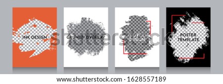 Vector grunge overlay. Backgrounds set. Hand drawn abstract frame with Memphis pattern elements. Ink brush strokes mess. Design for flyer, banner, poster, invitation, gift card, coupon, book cover. Royalty-Free Stock Photo #1628557189