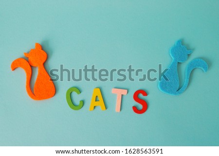 Cats elements on blue background                       