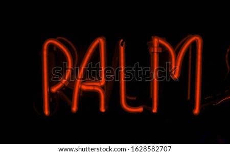red palm neon sign isolated black background