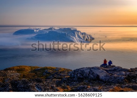 Greenland Ilulissat glaciers at fjord Disco Bay West Greenland Royalty-Free Stock Photo #1628609125