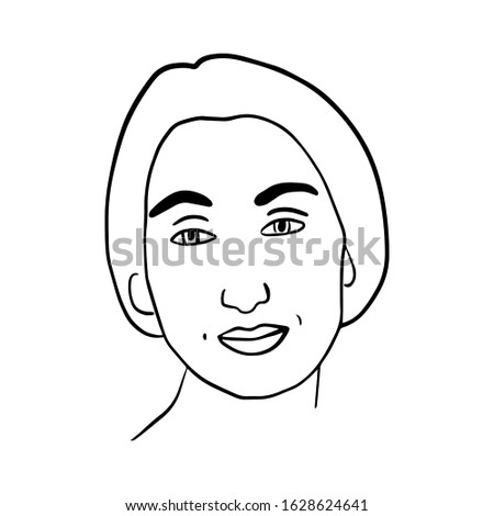 Beautiful woman portrait logo illustration in sketch style black white contrast avatar poster print