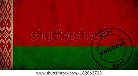 Belarus textured flag with airport stamp