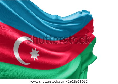 Azerbaijan flag of silk. Azerbaijan flag of silk with copy space for your text or images and white background