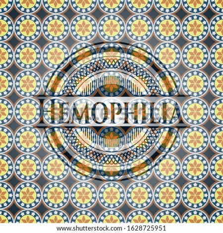 Hemophilia arabesque style emblem. arabic decoration.