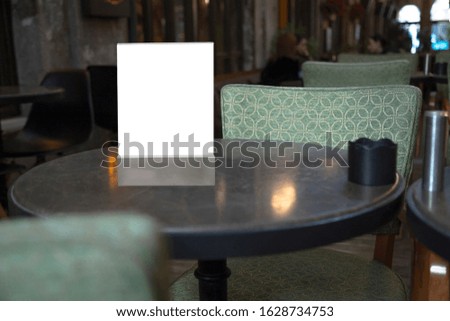 Blank menu board in restaurant-cafe