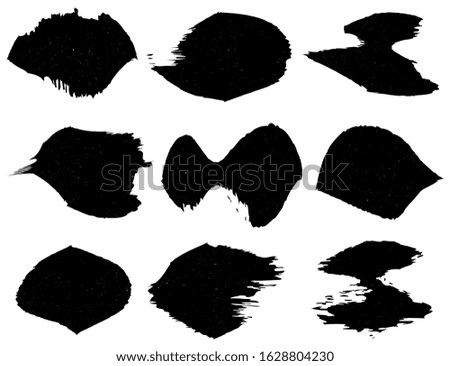 Set of black brush strokes on a white background. Grunge watercolor blots collection for your design. EPS10 vector illustration.