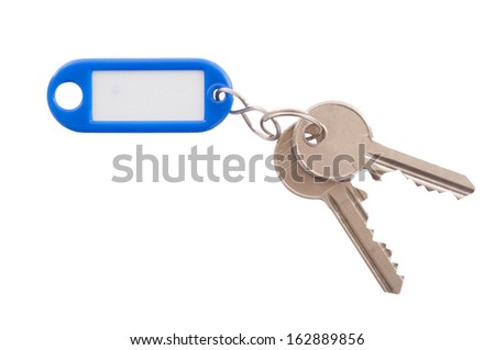 Key with blank label isolated on white background