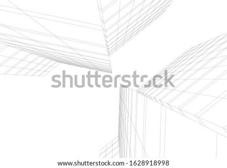 architecture building linear 3d vector