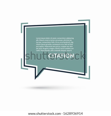 Quote speech bubble, text box, message balloon, sticker isolated on white background. Vector illustration