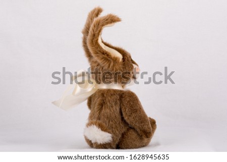 Brown handmade artist teddy bunny isolated on white background