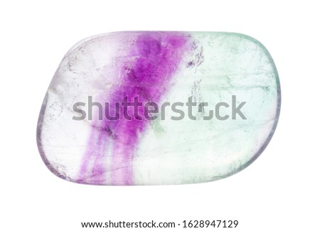 closeup of sample of natural mineral from geological collection - polished Fluorite gemstone isolated on white background Royalty-Free Stock Photo #1628947129