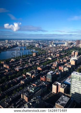 View on Boston city from the skies