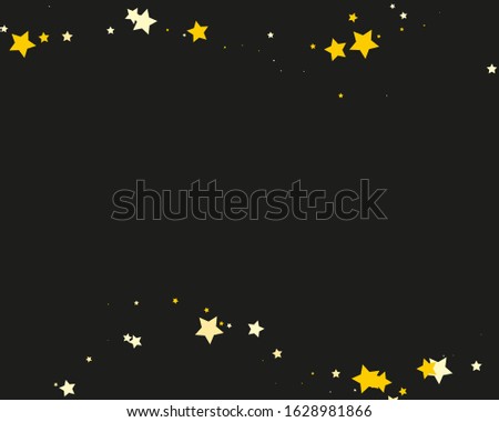 Gold stars background. Invitation, greeting card. Graphic vector design. Happy birthday, party. Gold background. Christmas abstract. Glowing invitation template. Falling glitter.