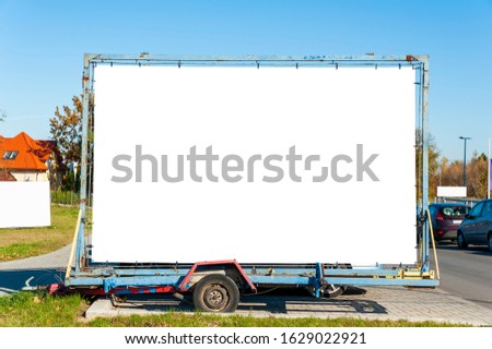 Portable billboard mockup mounted on the trailer