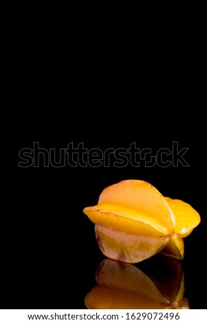 Isolated picture of start fruit.  Star fruit has a sweet, slightly tangy flavor. 