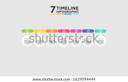 7 step timeline infographic element. Business concept with seven options and number, steps or processes. data visualization. Vector illustration.