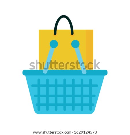 shopping basket and paper bag market vector illustration design