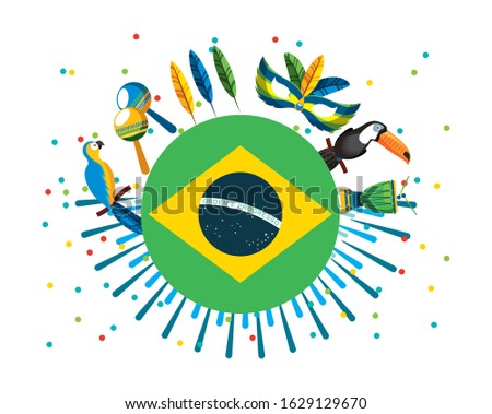 canival of rio brazilian celebration with flag vector illustration design